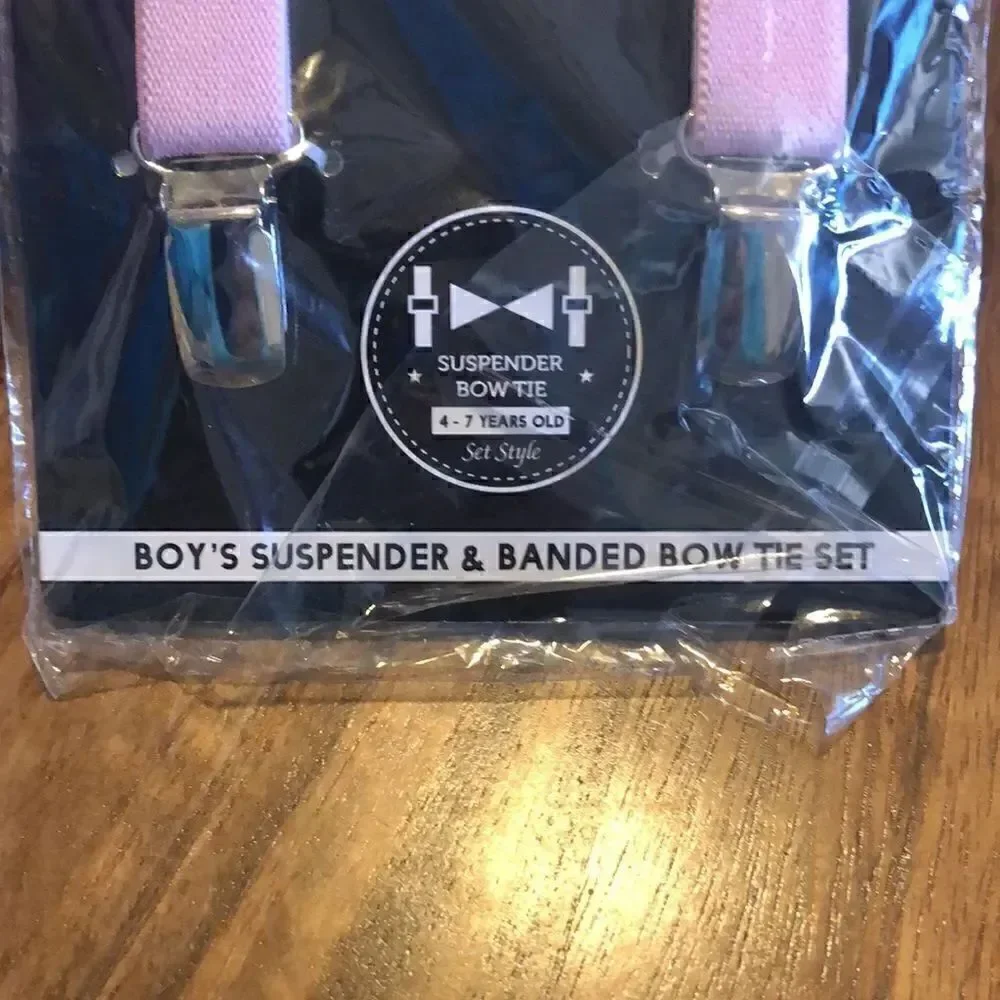 Kids Umo Lorenzo Suspender And Bow Tie Set-Pink